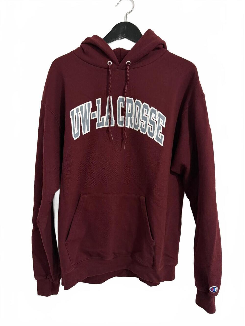 UW-La Crosse Eagles Maroon College Hoodie Sweatshirt Sz L